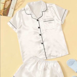 White satin PJ set